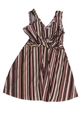 Candie's Striped V-Neck Dress in Pink, Black, Green, Cream
